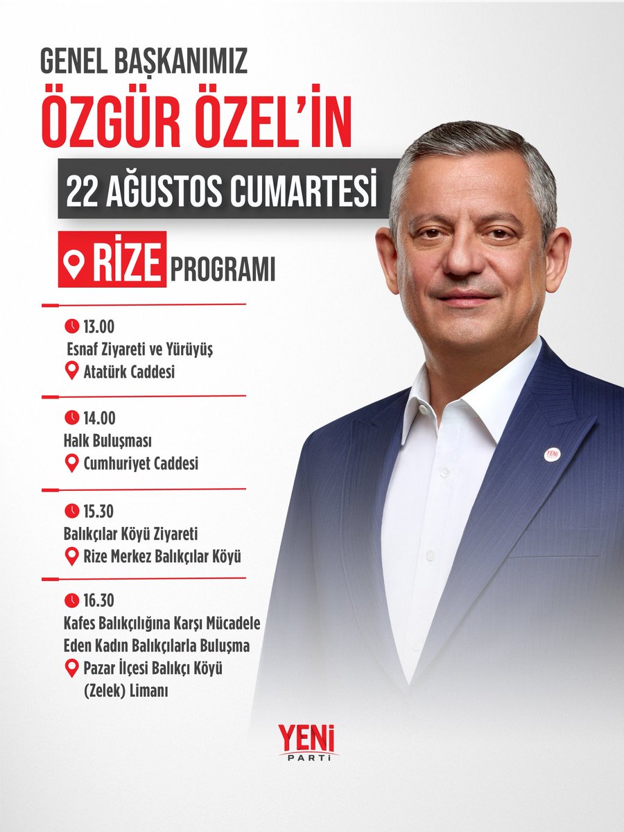 AVBakirlioglu's tweet photo. Genel Başkanımız Sayın Özgür Özel, yarın Rize’de! https://t.co/4pZwzTotqC