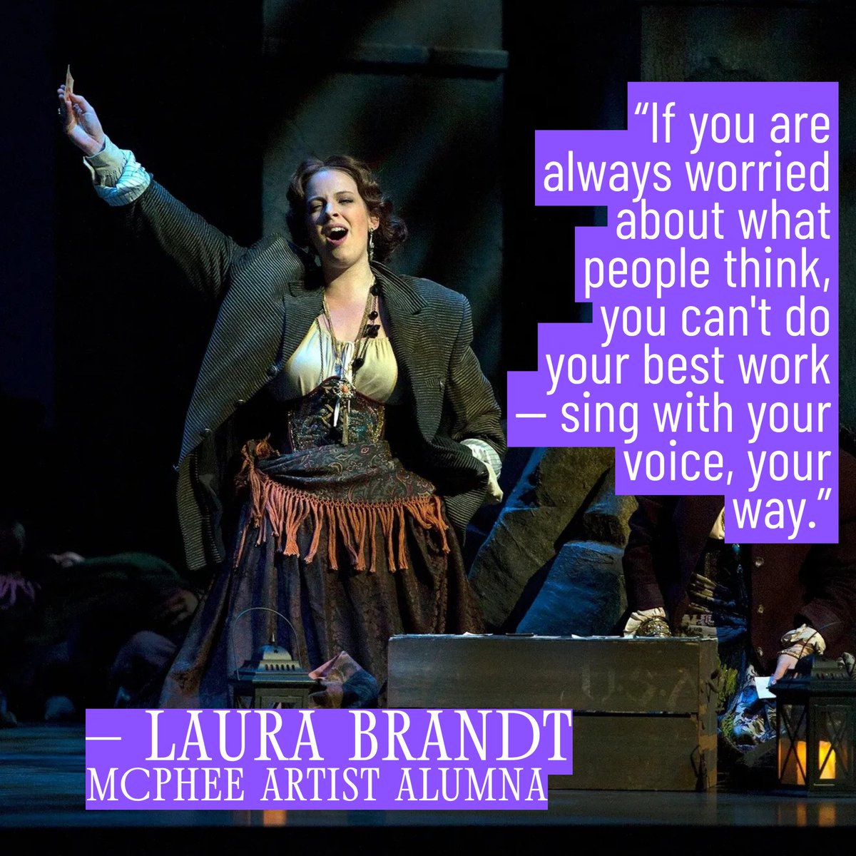 CalgaryOpera's tweet photo. An unforgettable last-minute onstage moment, Stampede singing, &amp; advance mingling skills: as we approach our 20th-anniversary season of the McPhee Artist Development Program, we caught up with alumna Laura Brandt:

https://t.co/owNASm0VQw 

#20yearsofMcPhees
#McPheeArtist https://t.co/yTKssDa4KW
