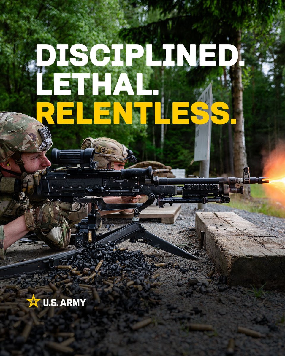 USArmy's tweet photo. The Army must be DISCIPLINED. LETHAL. RELENTLESS. 

An Army that closes with and destroys the enemy, leaves no doubt about the will and power of the United States. https://t.co/QB8RY9JD2o