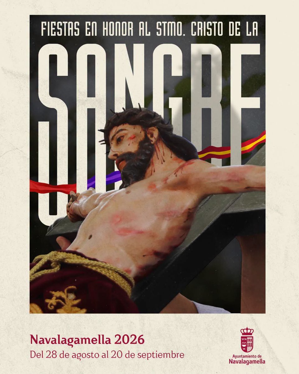 periodicoSIERRA's tweet photo. 📌MUNICIPIOS| Navalagamella 
FIESTAS SEPTIEMBRE 2026 en Honor al Stmo. Cristo de la Sangre

El Libro de Fiestas comenzará a llegar a todos los domicilios a desde de hoy.

#PeriódicoSierraMadrid #Navalagamella  @Navalagamella_A https://t.co/cHU45fvKI8