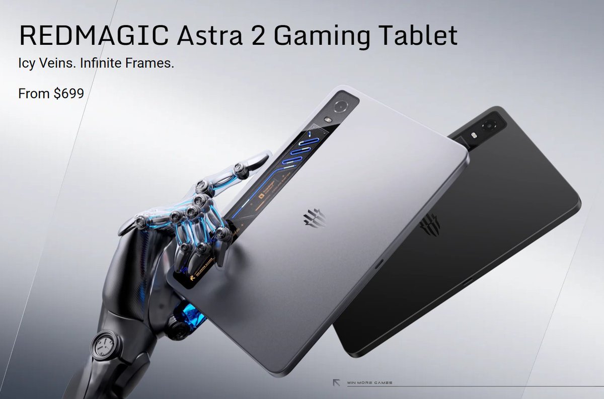 TechSkunk's tweet photo. Who doesn't want a powerful tablet computer with visible liquid cooling? Redmagic Astra 2 launching next week featuring a rear see through cooling window  https://t.co/tKAH64elqa https://t.co/rXdYHL1e7g