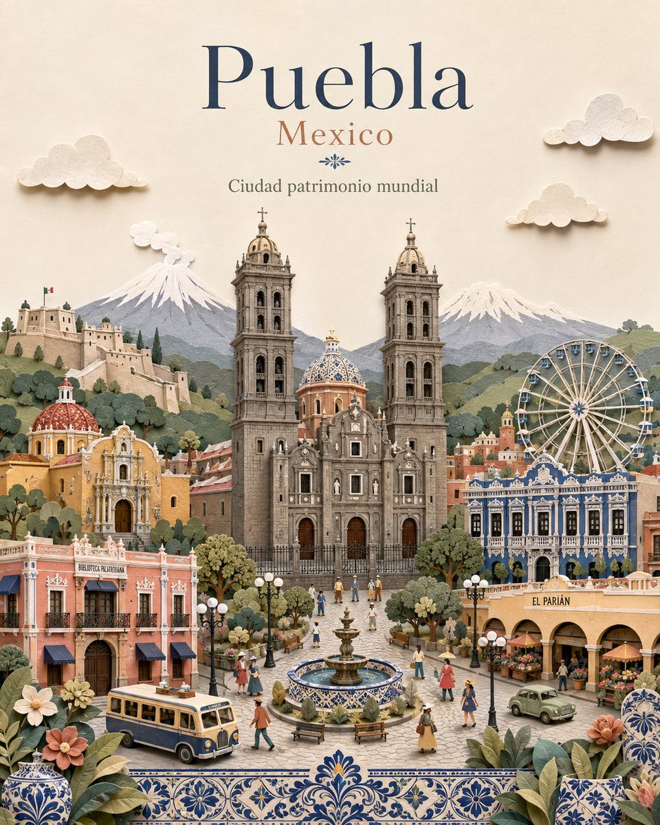AIamBrito's tweet photo. GPT Image 2

Prompt:

Crea un póster de viaje premium en formato vertical 4:5 de [CIUDAD], [PAÍS], diseñado completamente como un mundo en miniatura artesanal de recortes de papel 3D en múltiples capas.

Utiliza un fondo de papel en tonos pastel suaves con una textura de grano sutil, nubes de papel esculpidas y múltiples capas de cartulina texturizada. Construye un hermoso paisaje urbano en miniatura con bordes de papel recortado realistas, texturas de papel táctiles, sombras suaves, elementos 3D elevados y una elegante sensación de profundidad artesanal.

Haz que [MONUMENTO ICÓNICO PRINCIPAL] sea el elemento central dominante, rodeado de entre 4 y 6 monumentos reconocibles, elementos arquitectónicos, calles, puentes, naturaleza, elementos culturales y detalles locales que representen inmediatamente a la ciudad. Añade un río, lago, costa u otra característica geográfica importante cuando corresponda.

Incluye pequeñas figuras de personas hechas de papel recortado, vehículos, barcos, árboles, cafés o detalles urbanos para crear sensación de escala y narrativa, manteniendo al mismo tiempo una composición limpia y sofisticada.

Paleta de colores: tonos pastel suaves y armoniosos inspirados en la ciudad y el país, incluyendo crema, verde apagado, beige cálido, rosa empolvado, azul suave, terracota y tonos complementarios.

En la parte superior, añade una tipografía elegante y minimalista:

[CIUDAD]
[PAÍS]
[FRASE ICÓNICA CORTA]

Composición premium de póster de viaje con estética editorial, escultura artesanal de papel con un toque fantástico, proporciones arquitectónicas realistas, profundidad mediante capas, delicadas fibras de papel, iluminación de estudio suave, sombras ambientales sutiles, composición sofisticada, gran nivel de detalle, encantador mundo en miniatura, uso limpio del espacio negativo y una estética artística de póster coleccionable.

Evitar: fotorrealismo, plástico, CGI brillante, superficies metálicas, composición recargada, monumentos distorsionados, exceso de texto y colores sobresaturados.

Mantén la misma estructura visual y estilo artístico entre las diferentes ciudades, cambiando los monumentos, detalles culturales, geografía y acentos de color para representar de forma auténtica cada destino.