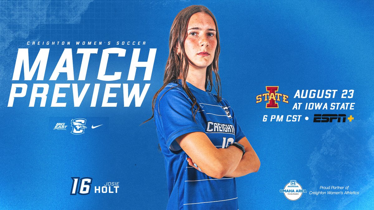 CreightonWSoc's tweet photo. Back on the road Sunday night with the Tea Cup trophy on the line at Iowa State!  

Preview: https://t.co/6CWqRi92IE

Media Availability (Aug. 19): https://t.co/4M1t7DPTxY

#GoJays https://t.co/kJ4JTx7n5f