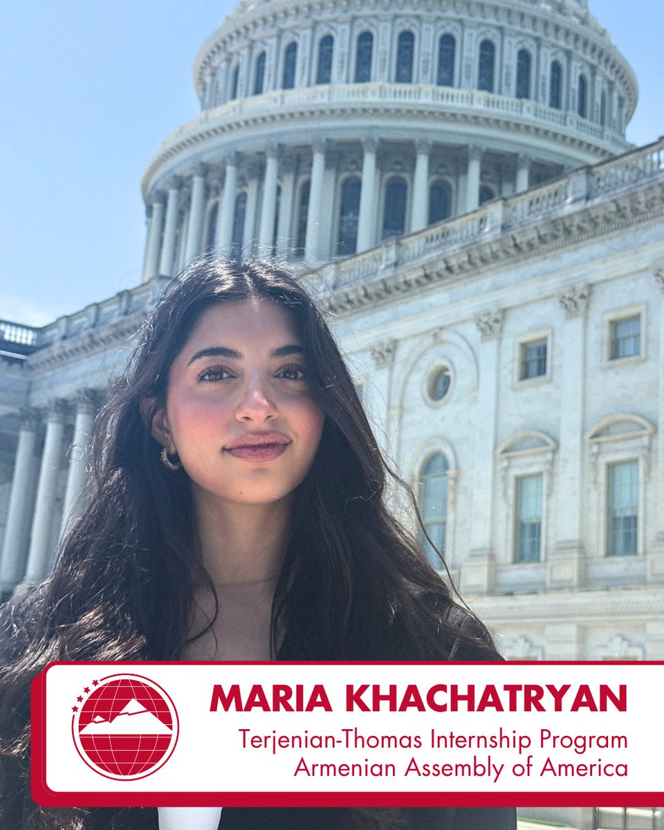 ARAMAC_DC's tweet photo. #INTERNSPOTLIGHT: Maria Khachatryan is from Yerevan, Armenia, and is a rising junior at the American University of Armenia, where she is also pursuing a degree at the Yerevan Institute of Forensic Science. She studies Politics and Governance alongside Jurisprudence, combining her interests in international law and public policy. As part of the Assembly's summer internship program, Maria is conducting research with the Armenian Assembly of America.

"Being Armenian in America has been an incredible honor for me, as I represent not only myself but also millions of Armenians around the world. Through this program, I have had the opportunity to walk the halls of Capitol Hill, meet with representatives and congressional staff, and gain a deeper understanding of how public policy and advocacy shape important decisions. For me, being Armenian means sharing our history, traditions, and values while building connections with people across the world. It is a privilege to speak for issues that matter to the Armenian community and to contribute, in my own way, to ensuring that our voices continue to be heard."