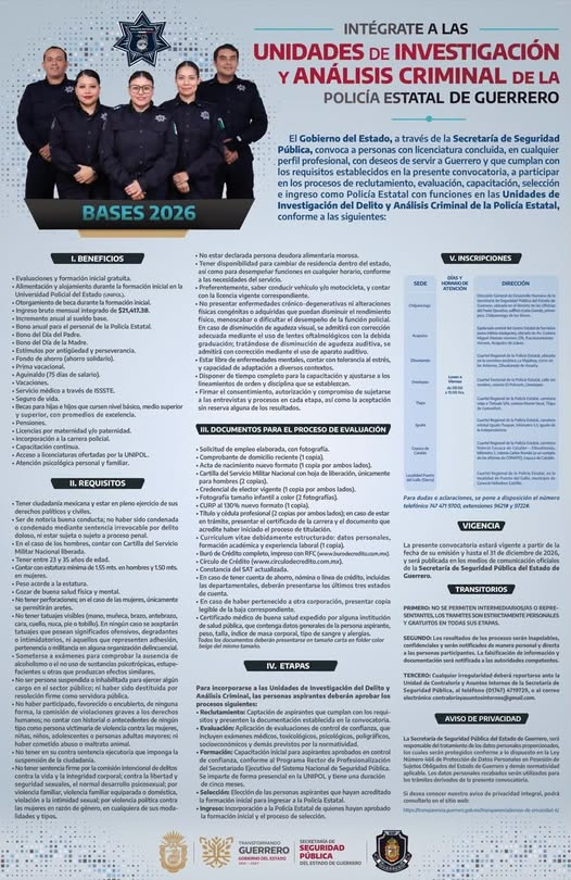 CuidaTv's tweet photo. Si tienes licenciatura concluida y vocación de servicio, consulta la convocatoria para ingresar a las Unidades de Investigación del Delito y Análisis Criminal de la Policía Estatal. Aquí encontrarás los requisitos, beneficios y cada una de las etapas del proceso de selección. https://t.co/TdAmJbVMDt