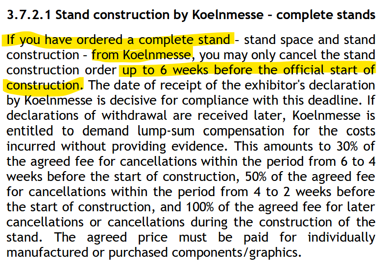 paperlotus613's tweet photo. About the 6th booth at Gamescom: 

If you have any kind of special construction (which I’m quite sure LaDs booths fall under), they need a minimum of 8 weeks notice. 8 weeks ago, Valko was still in the plans. Changes can be made, but any change costs extra, so it’s unlikely they’d do that. 

The Early Bird deadline for giving them infos about your booth was February 24 2026, with booth space allocation and the distribution of booth layout plans beginning in spring 2026 (sorry I only found the German flyer for this).

The earliest setup date is August 16 2026, meaning plans for any special constructions had to be submitted by June 21 2026 at the latest.

Valko’s teaser PV was released on June 22nd btw. 

At least this might work as hard proof for some that his release wasn’t as rushed as we first assumed (myself from the past included). Unless Infold does shit like this last-minute (trust, they’d be very unpopular at Koelnmesse if they informed them last-minute about such a big booths), I think it’s safer to say they sent them their layout much earlier🤷🏻‍♀️

However, I’m not trying to shit on the hopium (I get it, I really do🥺), but they will most just likely reuse that space differently. 

Gamescom might be a great place to announce something, but I highly doubt they would address anything as big as a Valko-return so exclusively at an event that isn’t even in China, even though it is a very global event and it'd be a good way to make global players feel seen!

I’ll gladly hear out any critical arguments, thoughts, and especially corrections regarding my researched deadlines & if things work differently!
And of course, I hope I’m wrong, but please don’t be disappointed if they continue to be radio silent about Valko during Gamescom.

___
If I didn’t research this incorrectly (please kindly correct me if I did though), the deadlines for special booths apply to everyone.

When you check the page where you can calculate the cost of a booth, it lets you select the date for “until February 2026,” “from February 25, 2026,” and “from July 15, 2026.”

So technically, you could also join rather spontaneously. However, your location and booth size would depend on what’s still available. We can rule out that a company like Infold, which needs quite a bit of space with LaDs + Infinity Nikki, would do that. Plus, it’s more expensive.

If you have Koelnmesse build your stand for you, you can only cancel the construction or make changes up to 6 weeks before the start of construction (so until July 5th). I’m not sure whether they let Koelnmesse handle it or if Infold’s own staff are taking care of it, but I'd say it’s the latter.

But I can only imagine the deadline being even stricter in that case, since it would need to be discussed internally, things would have to be rearranged at Koelnmesse, and they’d probably also need to check whether everything follows protocol. So it only makes sense that they couldn't wouldn't do any changes for their setup.

Source: Official annoucements and informations from Koelnmesse (Gamescom). Check comment for the links.