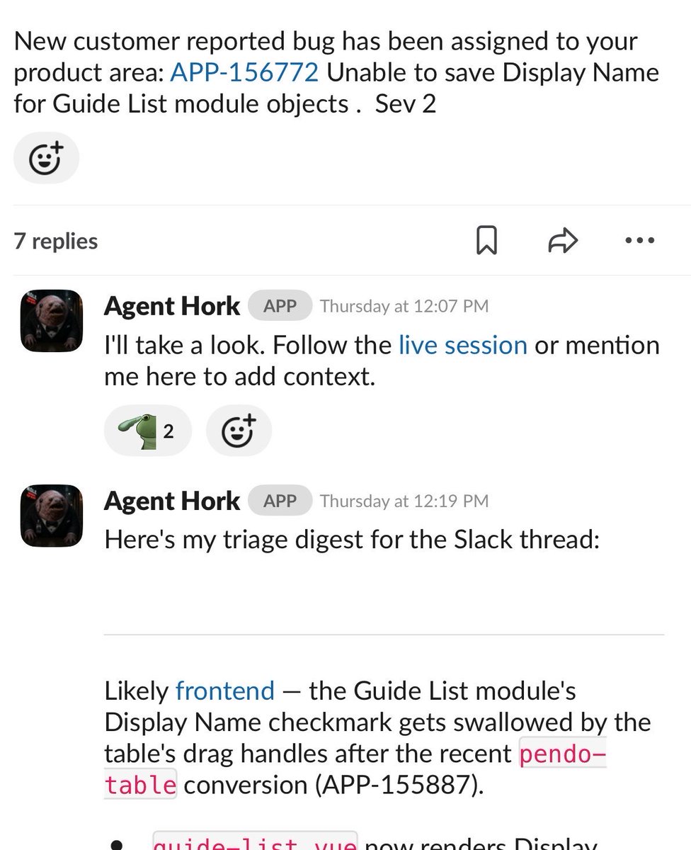 jsonsims's tweet photo. Been working on automating our bug triage process with Claude Managed Agents. It auto-fixed two bugs first day on the job 🤩 

Slack/Anthropic Webhooks + Hono on CloudRun + Managed Agent w/ memory https://t.co/cWTqBrkqU4