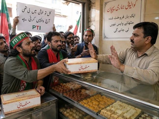 JavedKamyana's tweet photo. آفت اقبال اور للی سمیت تمام ڈالرز خوروں نے یوتھیوں کو مٹھائیاں واپس کروانے پر لگا دیا https://t.co/fC125Tluzo