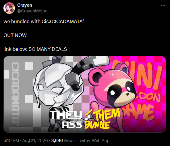 Calzonification's tweet photo. I doubt this post will get any traction but I want to let people know to not support Funi Raccoon Game or its devs. They have partnered with and support Cicadamata'', A game made by a Russian dev team whos members have sent threats to ukranians and share Fascist ideology. 🧵below https://t.co/dXfIFAggtv