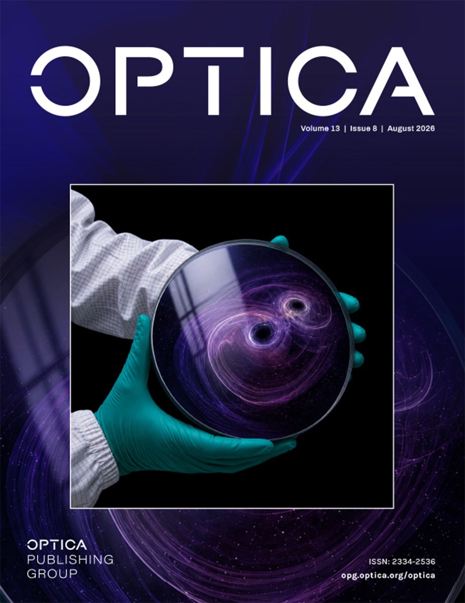 OpticaPubsGroup's tweet photo. Volume 13 Issue 8 of #OPG_Optica is now live: https://t.co/MHs796jyYc
On the cover, a low-loss mirror appears to capture colliding black holes, symbolizing optical interference coatings in precision metrology.
See details at Cole et al.: https://t.co/qtPsPiCMxt https://t.co/YtE6DlHm7S