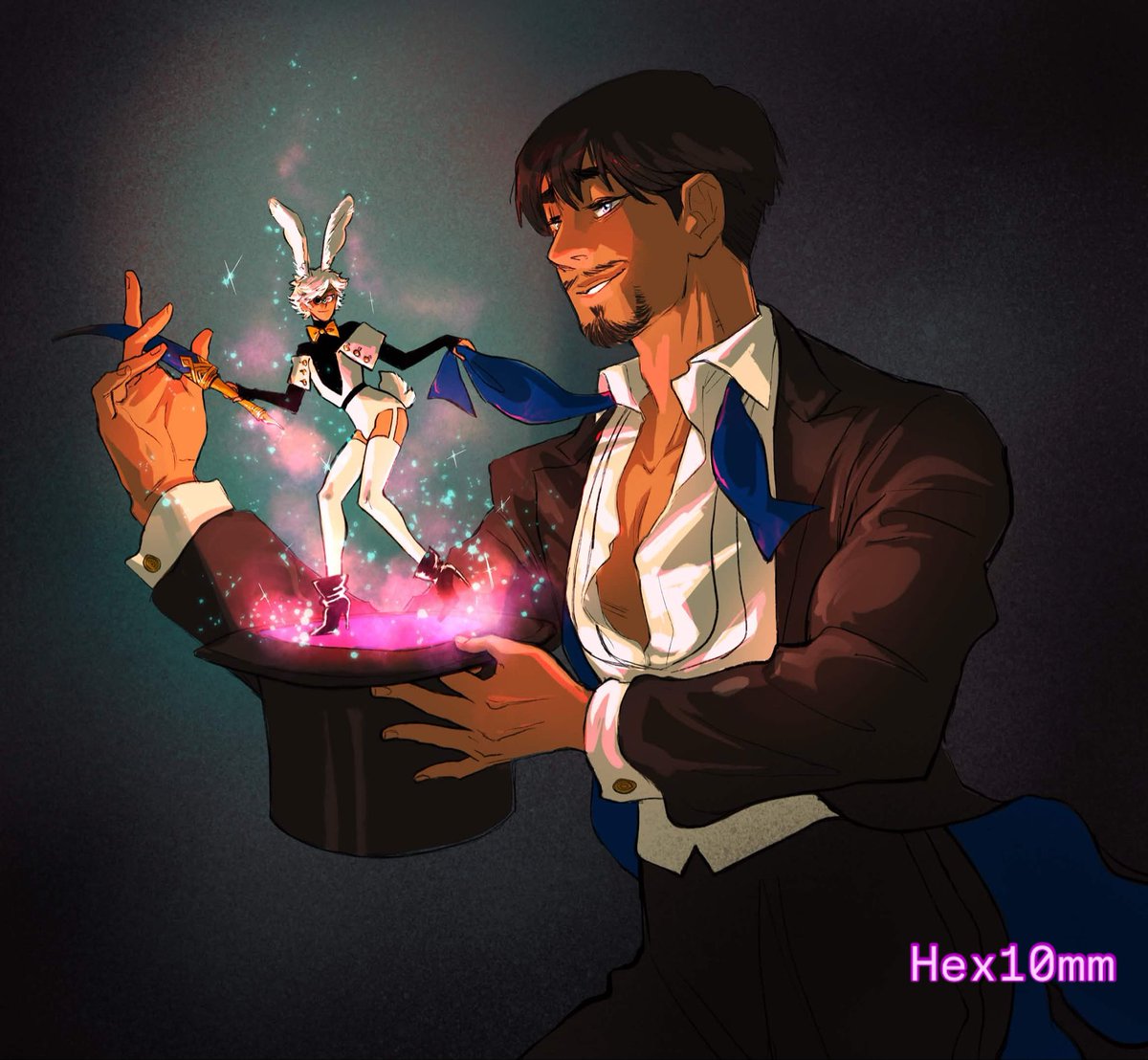 Hex10mm's tweet photo. Do I need an excuse to draw Qifrey in a bunny suit teasing magician Olruggio? 

#witchhatatelier  #wha 
#qifrey #olruggio #orufrey https://t.co/llhbOTZuNn