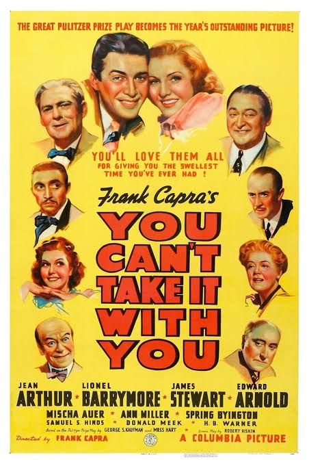TCMComingUp's tweet photo. #ComingUpOnTCM

YOU CAN'T TAKE IT WITH YOU (1938) Lionel Barrymore, Jean Arthur, James Stewart
Dir.: Frank Capra 6:45 AM PT

A girl from a family of free-thinkers falls for the son of a conservative banker.

2h | Comedy| TV-G

#TCM #TCMParty #GeorgeSKaufman #MossHart https://t.co/ml7SlhOAkd