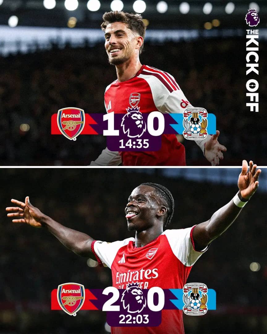 UJames_268's tweet photo. 🚩 HT: Arsenal 2-0 Coventry https://t.co/HB4PeMsERk