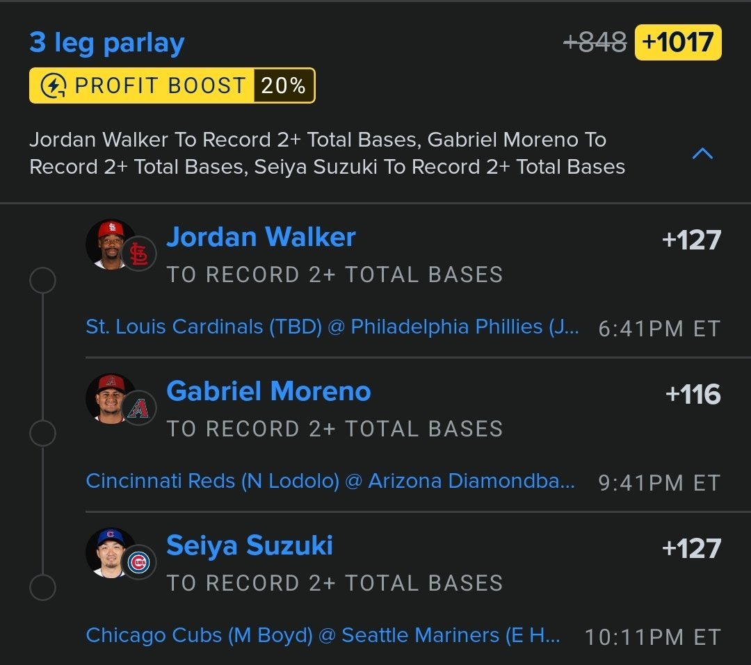 FlavioKrono's tweet photo. Let's cash b2b days😼
Jordan Walker 2+ TOTAL BASES
Gabriel Moreno 2+ TOTAL BASES
Seiya Suzuki 2+ TOTAL BASES
Get Free VIP picks From Link on Bio
#NBA #bet #bets #fanduel #DraftKings #NBAPicks #NBAX #NBAPlays #MLB #nbabets #NBAProps #prizepicks #GamblingX #picks #NFL @Playbook https://t.co/8Fz1SWI442