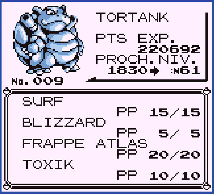 Lopash_'s tweet photo. Mon challenge de finir tous les jeux Pokémon sans prendre deux fois le même + Monogen continue et je viens de terminer Pokémon Bleue

La team (1/2) :

Koopa (Tortank) : La star de l'équipe
Tchouchou (Raichu) : Le rat-pide
Breton (Sablaireau) : Tanky
Preston (Empiflor) : AH OUH ! https://t.co/sOivuNrz2P