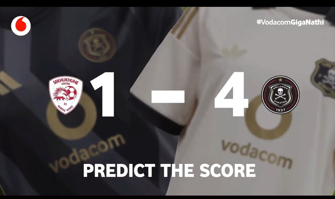sql_cybercenter's tweet photo. @Vodacom @orlandopirates Final score using #VodacomGiganathi will be https://t.co/M5JZlGluOI