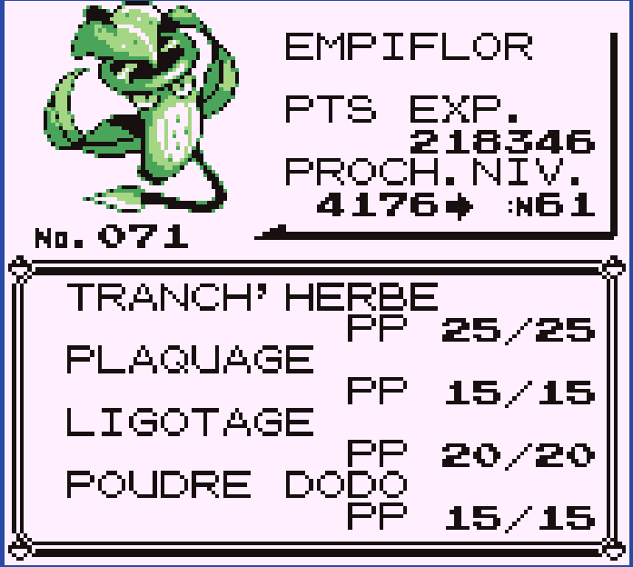 Lopash_'s tweet photo. Mon challenge de finir tous les jeux Pokémon sans prendre deux fois le même + Monogen continue et je viens de terminer Pokémon Bleue

La team (1/2) :

Koopa (Tortank) : La star de l'équipe
Tchouchou (Raichu) : Le rat-pide
Breton (Sablaireau) : Tanky
Preston (Empiflor) : AH OUH ! https://t.co/sOivuNrz2P