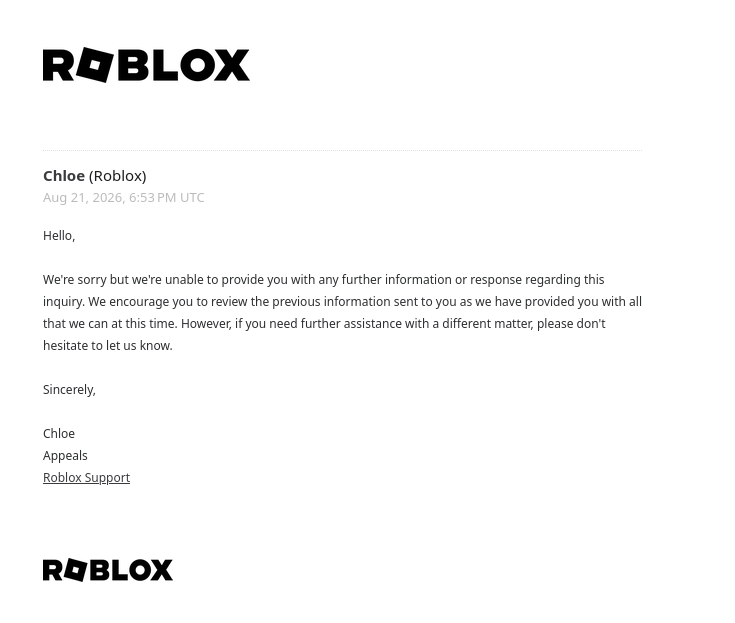 igcelrblx's tweet photo. Refusing transparency violates EU DSA Art. 17 &amp; 20.

If @Roblox won't reverse these wrongful bans and provide proper human review, I am liquidating all my $RBLX stock within 5 days and @ThinkWise_RBLX is shutting down all platform operations for good.
Hello, @Steam. https://t.co/EaAsVijTSN