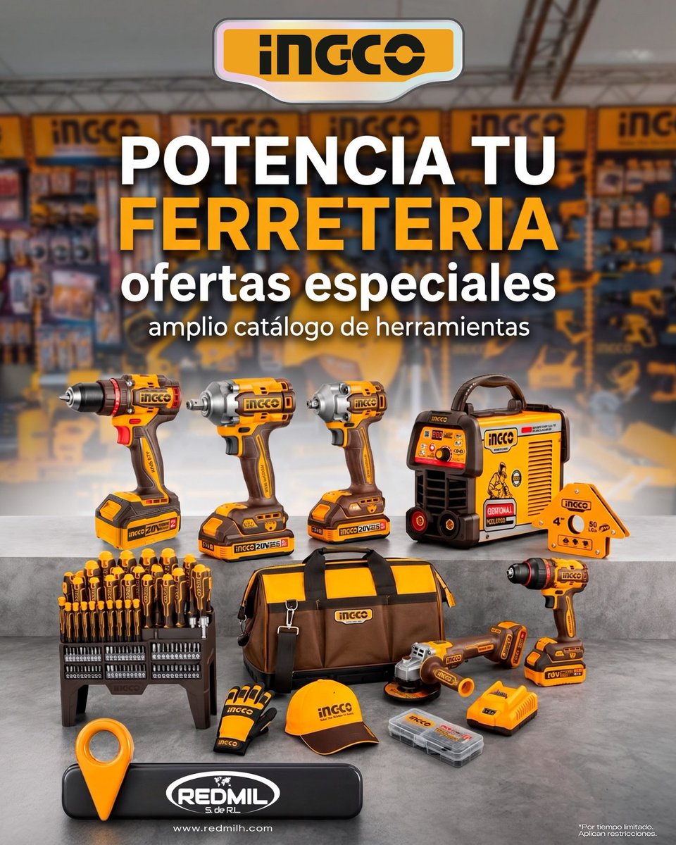 RedmilHonduras's tweet photo. 🚨 ¡Multiplicá tus ganancias con las herramientas que todos los profesionales buscan! 🛠️

Llevá a tu ferretería la línea completa de INGCO. 

📲Escribinos ya:  https://t.co/KwXgqTNurk

#Ferreterias #INGCO #OfertaMayorista https://t.co/ux5nYuWvVC
