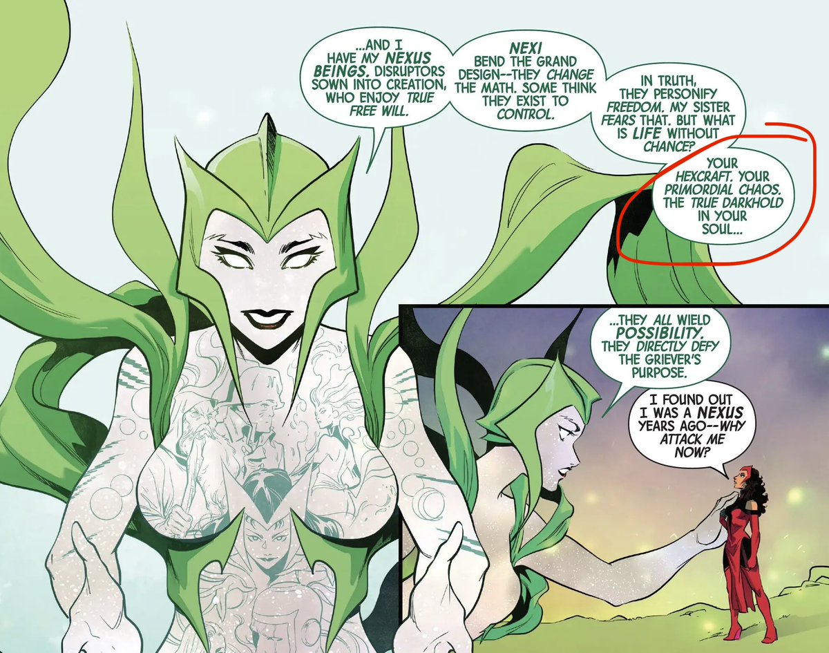 ItsScarletStorm's tweet photo. @NovaBlaque You have to read more recent comics with Wanda specifically Trial of Magneto, Contest of Chaos, Scarlet Witch Vol. 4, and I believe there’s another one. I love Marvel for doing its big one with chaos but of course some people will see this and deny it or downplay it being canon. https://t.co/uHcF54pOva