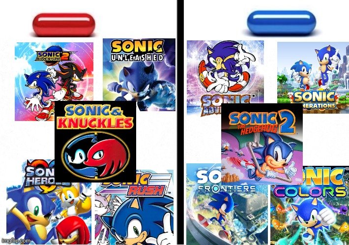 TerryTheBuneary's tweet photo. Which pill would you take? Sonic games Edition: 💊 https://t.co/jQ2VBGxhuK