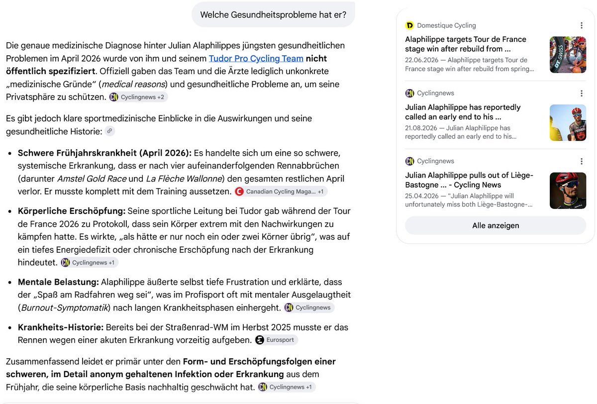dazugeberin's tweet photo. Radprofi Julian #Alaphilippe muss gesundheitsbedingt seine Karrere beenden.
Erstaunlich, wie viele Menschen unter chronischer Erschöpfung leiden, seitdem ein Virus umgeht, das chronische Erschöpfung verursacht. https://t.co/f2EKCULXyY