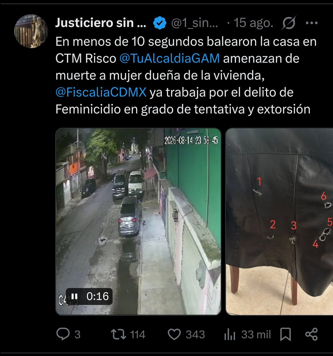 1_sincensura's tweet photo. Identifican a agresor es ÁNGEL ALAYO de PERÚ a MÉXICO así envía videos tirando balazos a casas y msjs de muerte a dos mujeres para quitarles su casa en CTM RISCO @TuAlcaldiaGAM  extorsióna, mata y secuestra niños @SSC_CDMX ya busca capturarlo https://t.co/EXPBVcI5rX