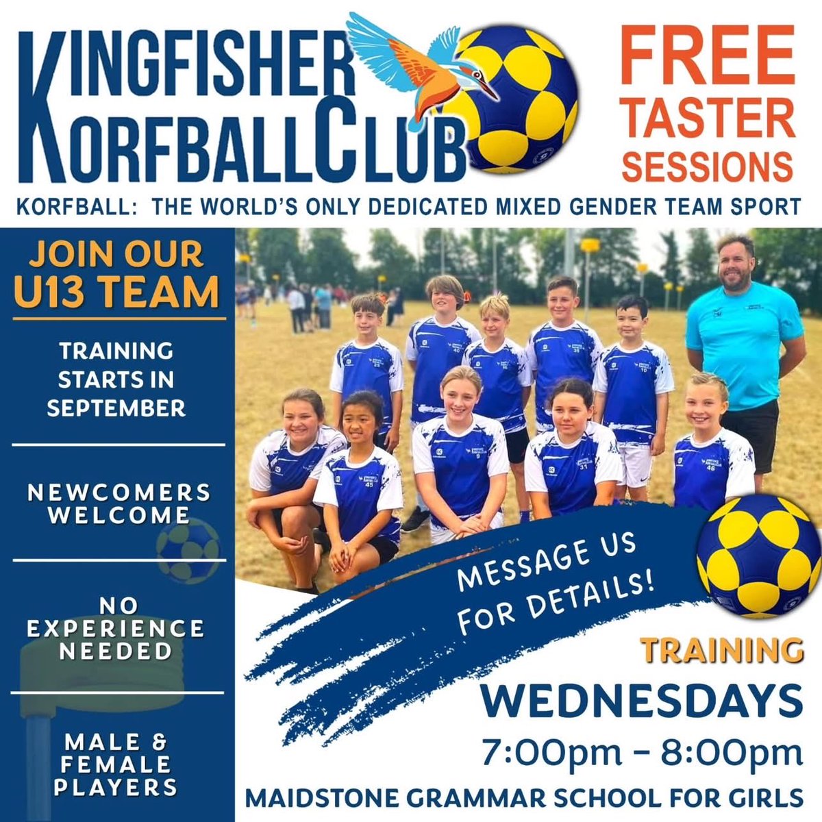 KingfisherKC's tweet photo. We're back on Wednesday 2nd September! FREE TASTER SESSIONS! Newcomers welcome - no experience needed! If you are interested please send us a message! ⚽️💙 #sport #hobbies #fun #socialsports #community https://t.co/nUcs5kBpIW