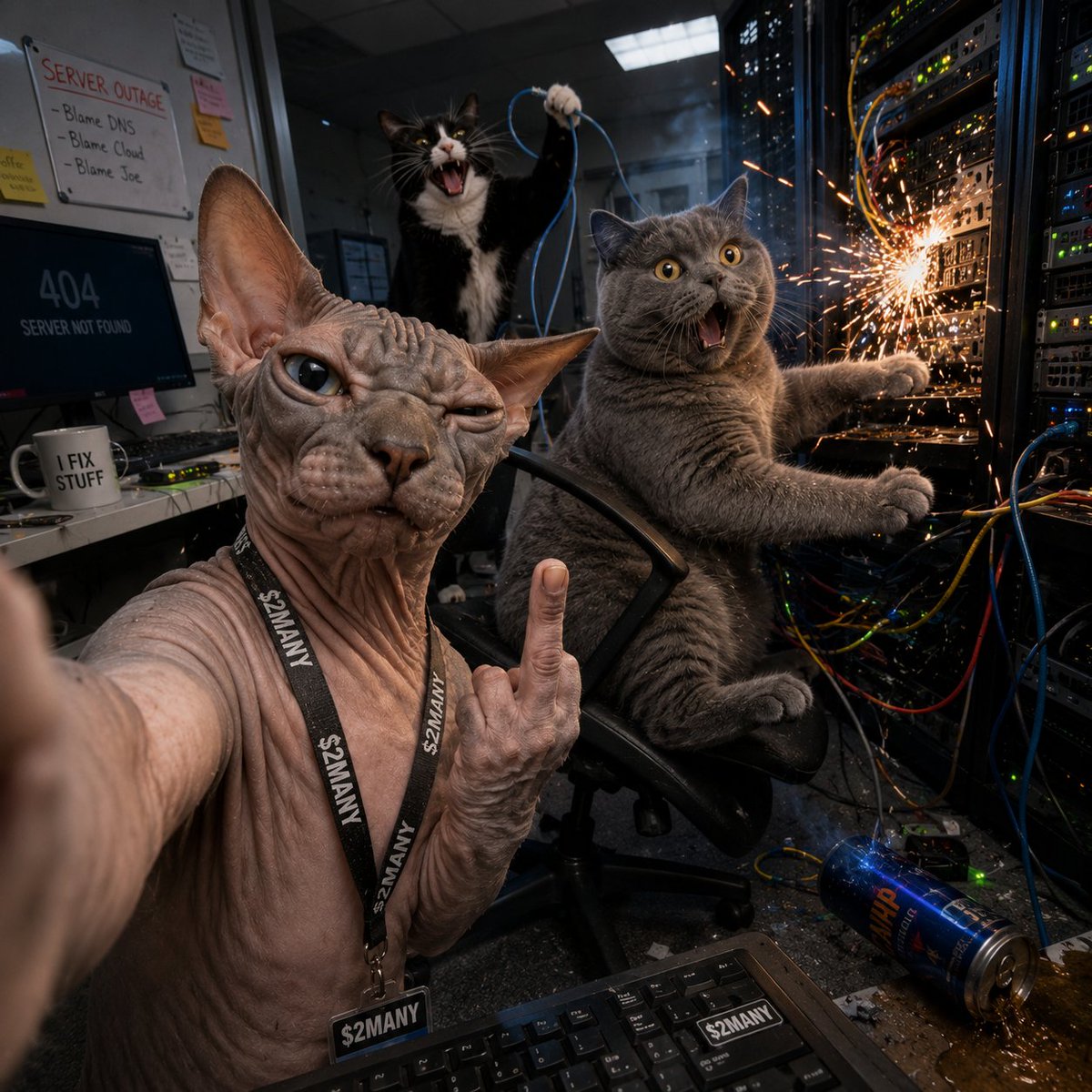 TWOOMANYCATS's tweet photo. we saw the move. we’re still here. 🐈⚡

a large holder exited hard after graduation. this was not Cat HQ selling, and we’re reviewing the transactions properly now.

one wallet can move a chart, but it can’t erase what this community just achieved.

we graduated. Phase 1 is complete. Cat HQ is building. Phase 2 is still coming.

we didn’t make it through the curve to stop at the first ugly candle.

$2MANY
