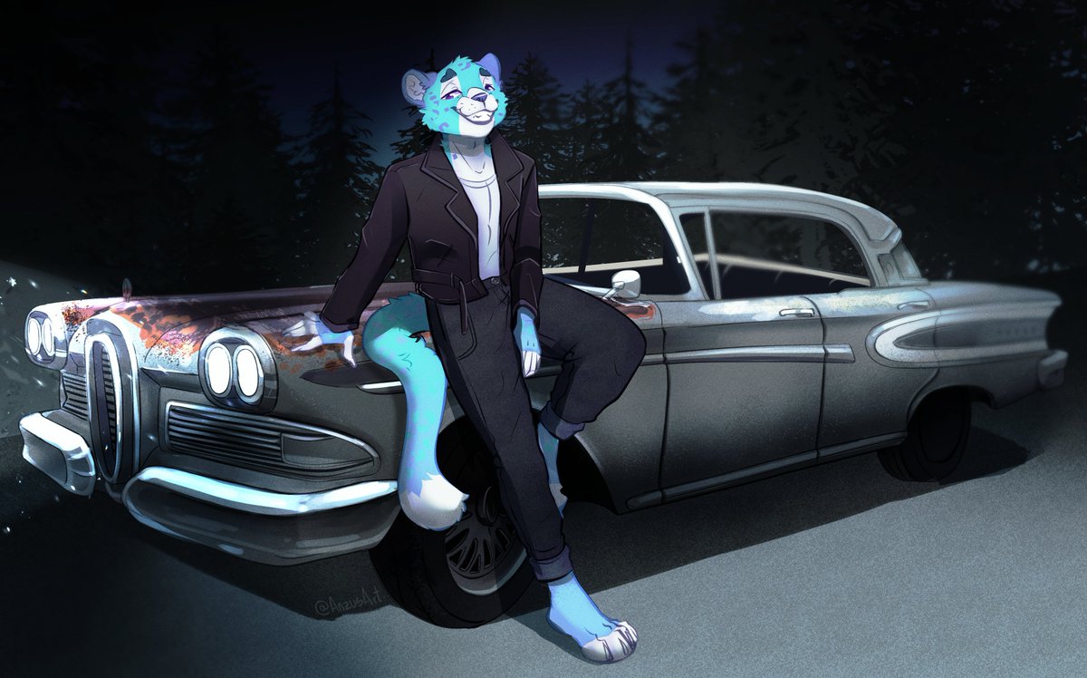 AnzusArt's tweet photo. It had been a while since I'd been this satisfied with a commission that involved a car. I really liked it, it turned out great. 😎👌🏻
#furry #art #leopard #oldcar #artist #digitalart #Vgencommissionㅤ https://t.co/Ymsb0icO2a