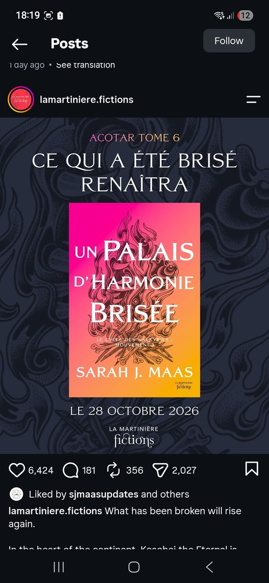 TargaryenLaura's tweet photo. For those who didn't see it, these where the synopsis that a French publisher posted on their instagram page, for the first book they included feyre and rhysand
#ACOSH #ACOFM https://t.co/9Sx1GK8iWM