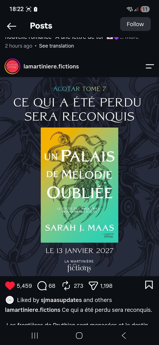 TargaryenLaura's tweet photo. For those who didn't see it, these where the synopsis that a French publisher posted on their instagram page, for the first book they included feyre and rhysand
#ACOSH #ACOFM https://t.co/9Sx1GK8iWM
