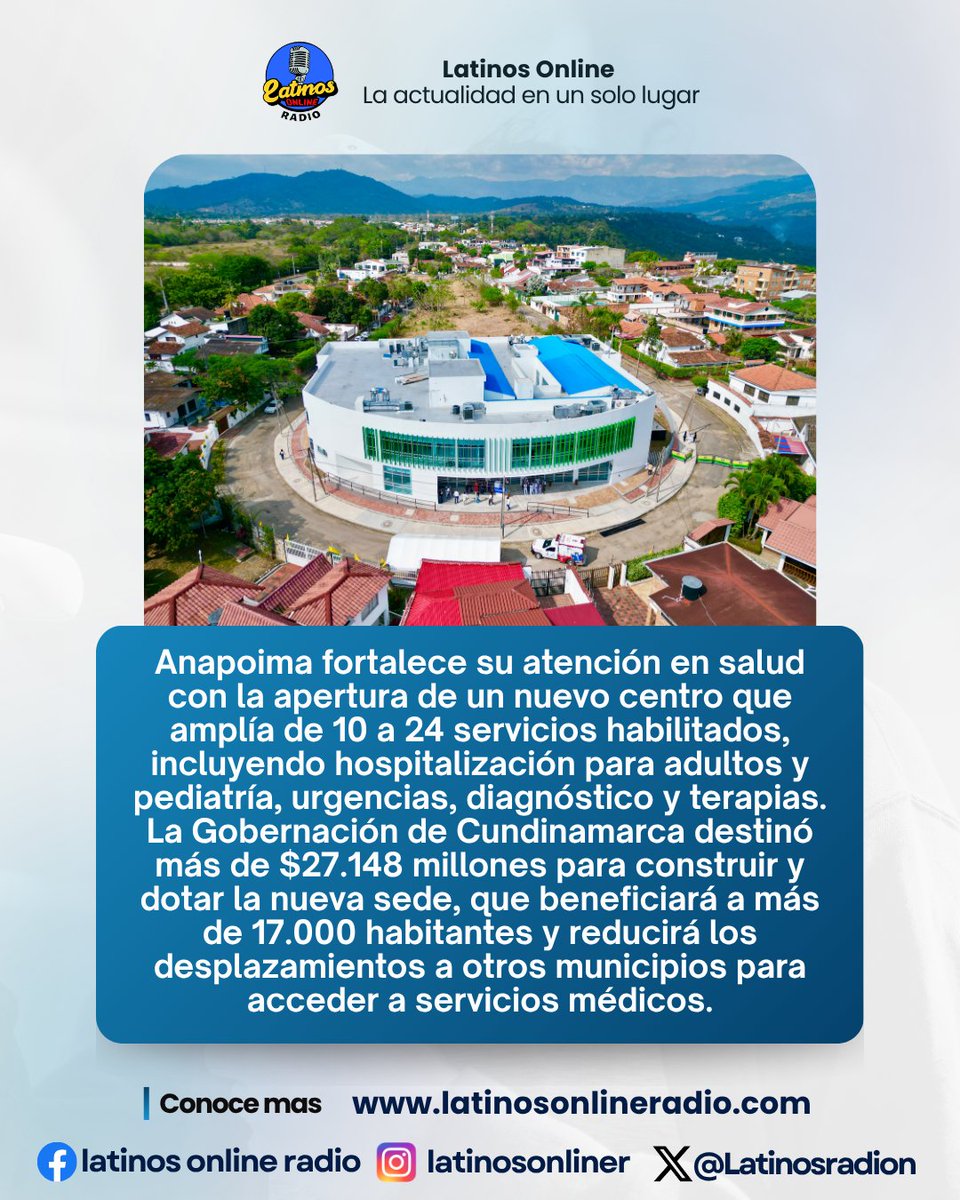 Latinosradion's tweet photo. Anapoima fortalece su atención en salud con la apertura de un nuevo centro que amplía de 10 a 24 servicios habilitados, incluyendo hospitalización para adultos y pediatría, urgencias, diagnóstico y terapias #PatriaMilagro #AbelardoDeLaEspriella #AgendaPolítica #PolíticaColombia https://t.co/TgjADFTg5e