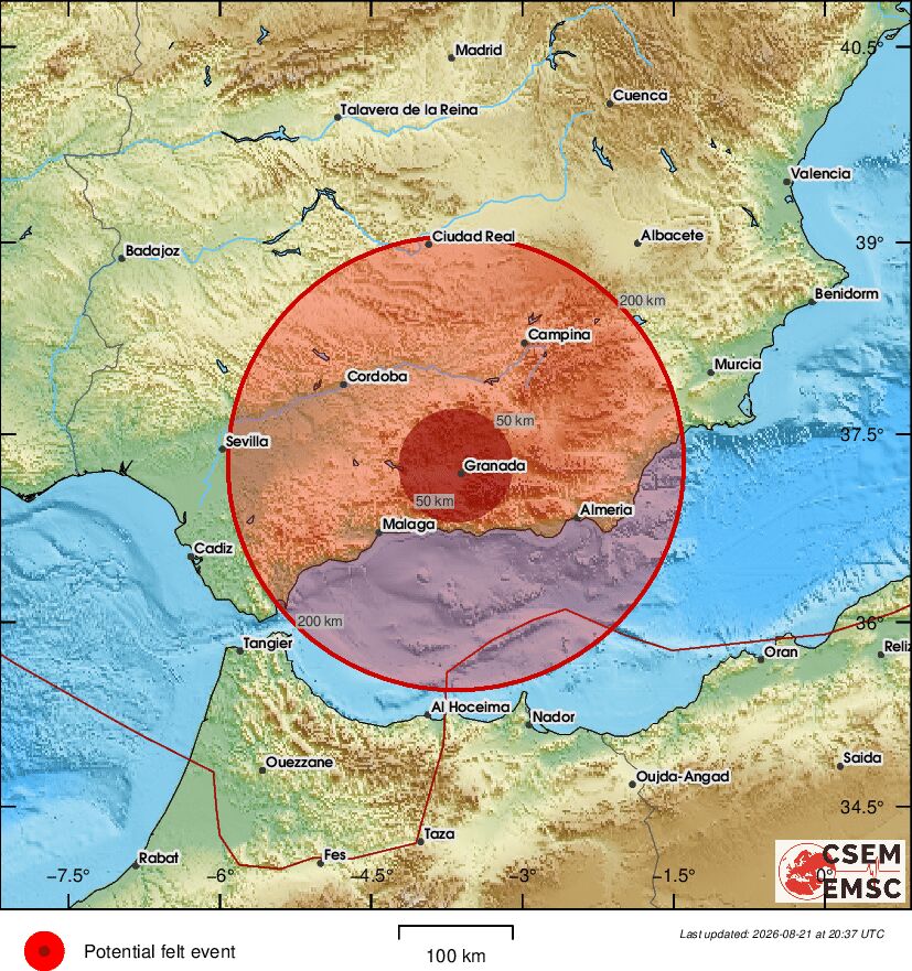 LastQuake's tweet photo. #Earthquake (#terremoto) possibly felt 40 sec ago in #Spain. Felt it? Tell us via:
📱https://t.co/QMSpuj6Z2H
🌐https://t.co/AXvOM7I4Th
🖥https://t.co/wPtMW5ND1t
⚠ Automatic crowdsourced detection, not seismically verified yet. More info soon! https://t.co/VXbDA2DVuP