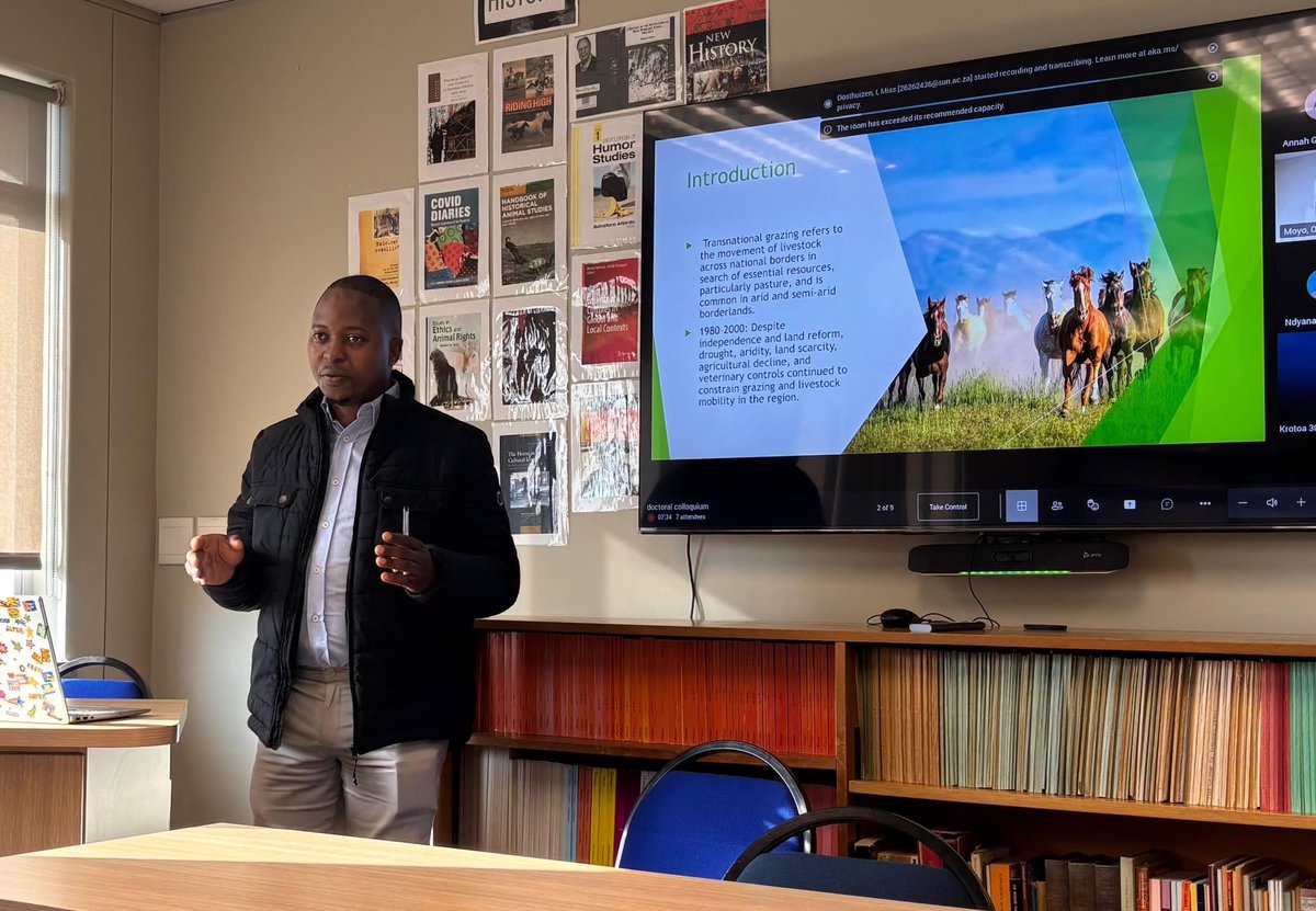 Stell_History's tweet photo. Today was Doctoral Day when our PhD students present the fruits of their research. Prize for best presentation Emmanuel Phiri on women brewing beer in Zambia, runner up Tapiwa Vincent Mutasa on legislation surrounding sex work in Zimbabwe, and most expert chair, Brian Maregedze. https://t.co/ONzulKo9x8