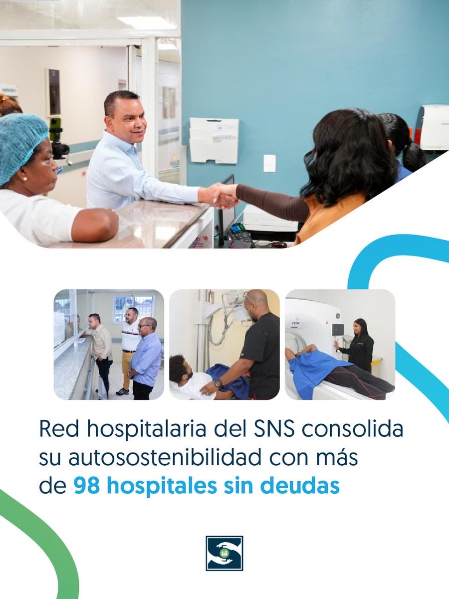 SNSRDO's tweet photo. ➡️ La red hospitalaria del @SNSRDO consolida su estabilidad financiera y autosostenibilidad, con más de 98 hospitales que actualmente operan con cero deudas y recursos suficientes en la Cuenta Única del Tesoro para garantizar la continuidad de los servicios de salud. https://t.co/5oCICHye4h