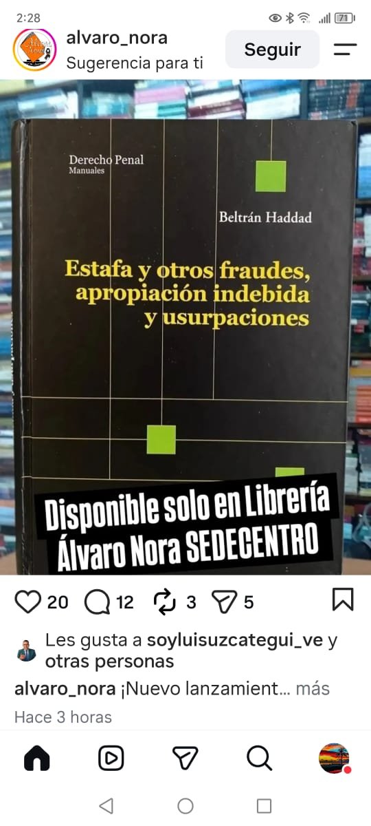 alvaronora's tweet photo. ¿Por qué el estafador es diferente a otros delincuentes? 🧠🕵️‍♂️
​Descúbrelo en el nuevo libro de Beltrán Haddad: "Estafa y otros fraudes, apropiación indebida y usurpaciones".
​Citando al propio autor: "El estafador es una persona que maneja... una habilidad especial para entrar https://t.co/qmj5Z16cGN