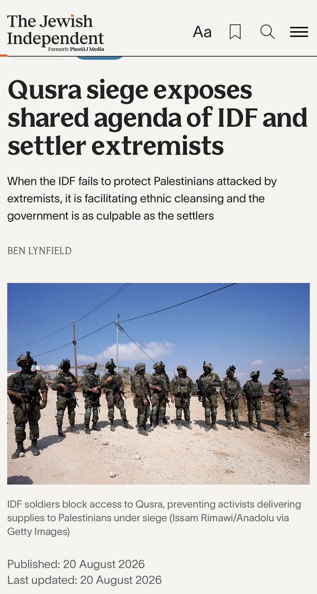 DalalIRIQAT's tweet photo. #Qusra siege exposes shared agenda of IDF and settler extremists
When the IDF fails to protect Palestinians attacked by extremists, it is facilitating ethnic cleansing and the government is as culpable as the settlers.
Dalal Iriqat, a political scientist and member of the Fatah Revolutionary Council, a leadership grouping of the political movement headed by Mahmoud Abbas, told The Jewish Independent that Katz’s remarks are a “green light to settlers to attack Palestinians”.
“I only see violence erupting. I don’t see anyone stopping the settlers. Israeli soldiers are protecting them. The international community didn’t do anything to stop this. They are besieged in their own homes, this has been ongoing for a while and nobody has stopped them.” She added that the West Bank as a whole is extremely volatile because of “a continued system of terrorising Palestinians”.
“I’m warning that this will lead to confrontations because people need to protect themselves and deserve protection,” Iriqat said.
https://t.co/EtB7TrAz9c