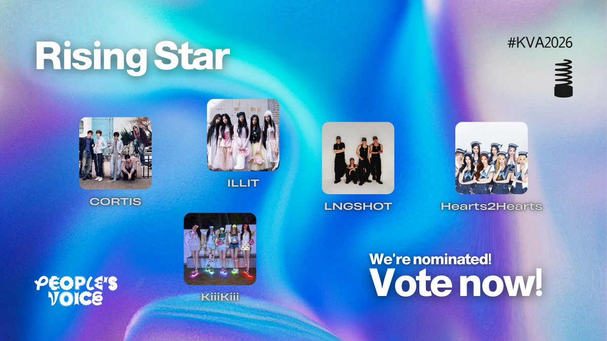 KVA_Awards's tweet photo. Next up: RISING STAR 🌟🔥
The race is officially open for the group that took over our feeds and brought the most viral energy this year! Who’s taking the crown?

🗳️ Cast your vote now: https://t.co/jRp68PMN5A

#KVA2026 #KpopViralAwards #RisingStar #KPOP https://t.co/kjGEQ5rv7f