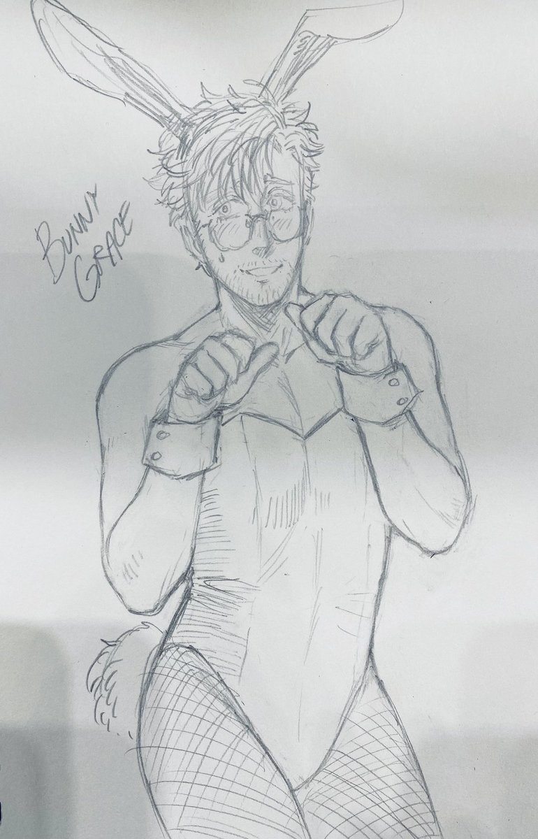 feriofreak's tweet photo. The way i struggle so much to draw nicely in pencil LOL and anyways another bunny grace for bunny day….. https://t.co/V1QpUKJe3T