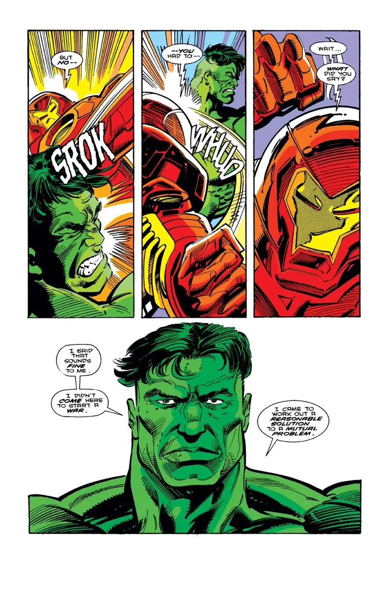 BasedPota18's tweet photo. Tony realizing he misjudged the hulk is just hilarious to me https://t.co/Lcn5EGPDiJ