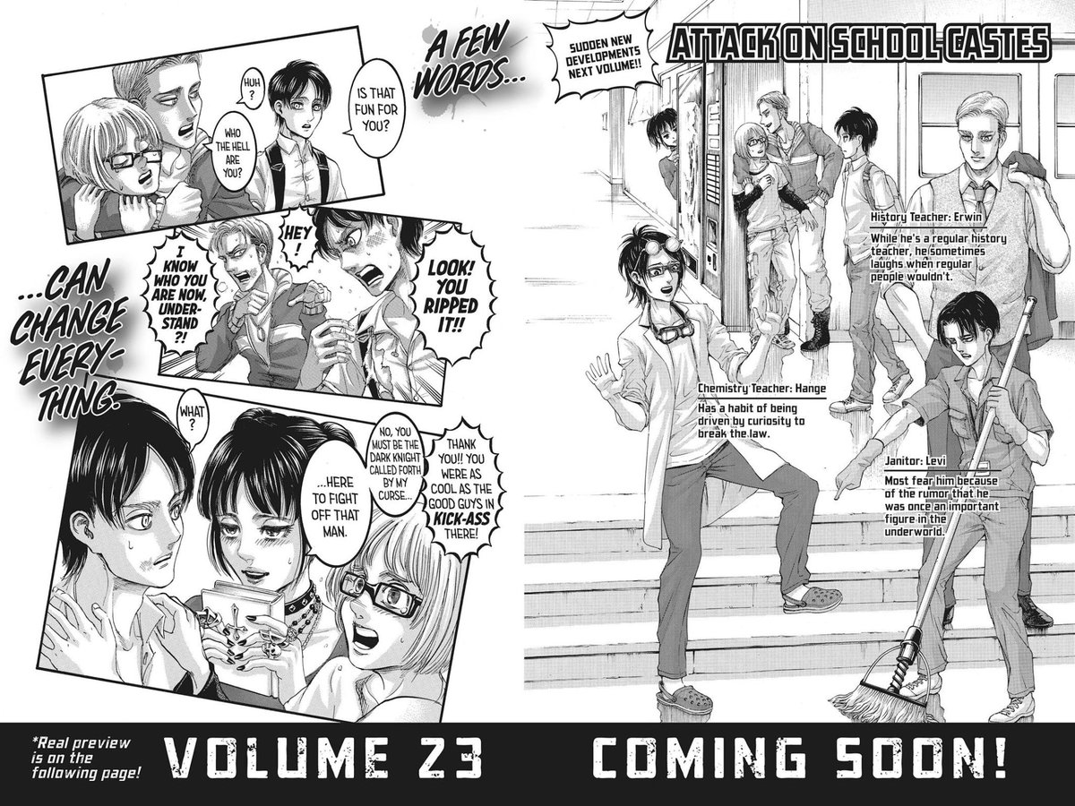 ochoclo's tweet photo. @w_random04 @AnimetrendsLA Yo quería que adapten Attack on school cates, hicieron un anime de 12 caps de la versión chibi toda random pero no del high school creado por Isayama 😭 https://t.co/LqYIAKiTyO