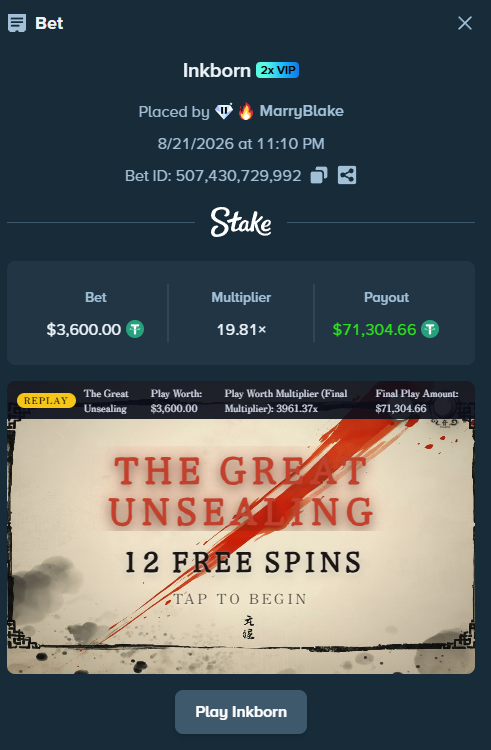 tsukigames_'s tweet photo. Someone just won 71,300$ on Inkborn😮 https://t.co/3I8kISvxp9