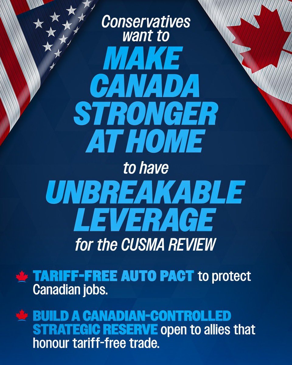 AndrewScheer's tweet photo. Will Carney get a reduction in tariffs from the current 25%? Canadians are anxious about what we get in return for all the concessions Carney has given up. 

Conservatives will continue to fight for a Canada that is stronger, more attractive to invest in, and to use the leverage we have to get the best deal for Canadians.