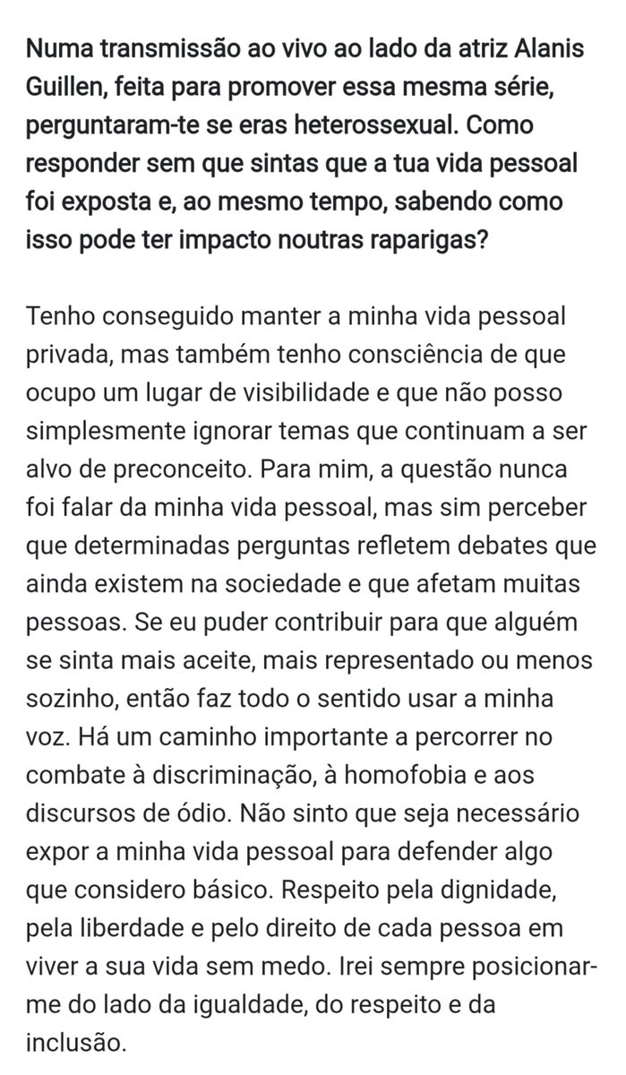 portalVSangue's tweet photo. "Não sinto que seja necessário expor a minha vida pessoal para defender algo que considero básico. Irei sempre posicionar-me do lado da igualdade, do respeito e da inclusão." - Laura sobre sua sexualidade e vida pessoal. https://t.co/NaKMBE6JJc