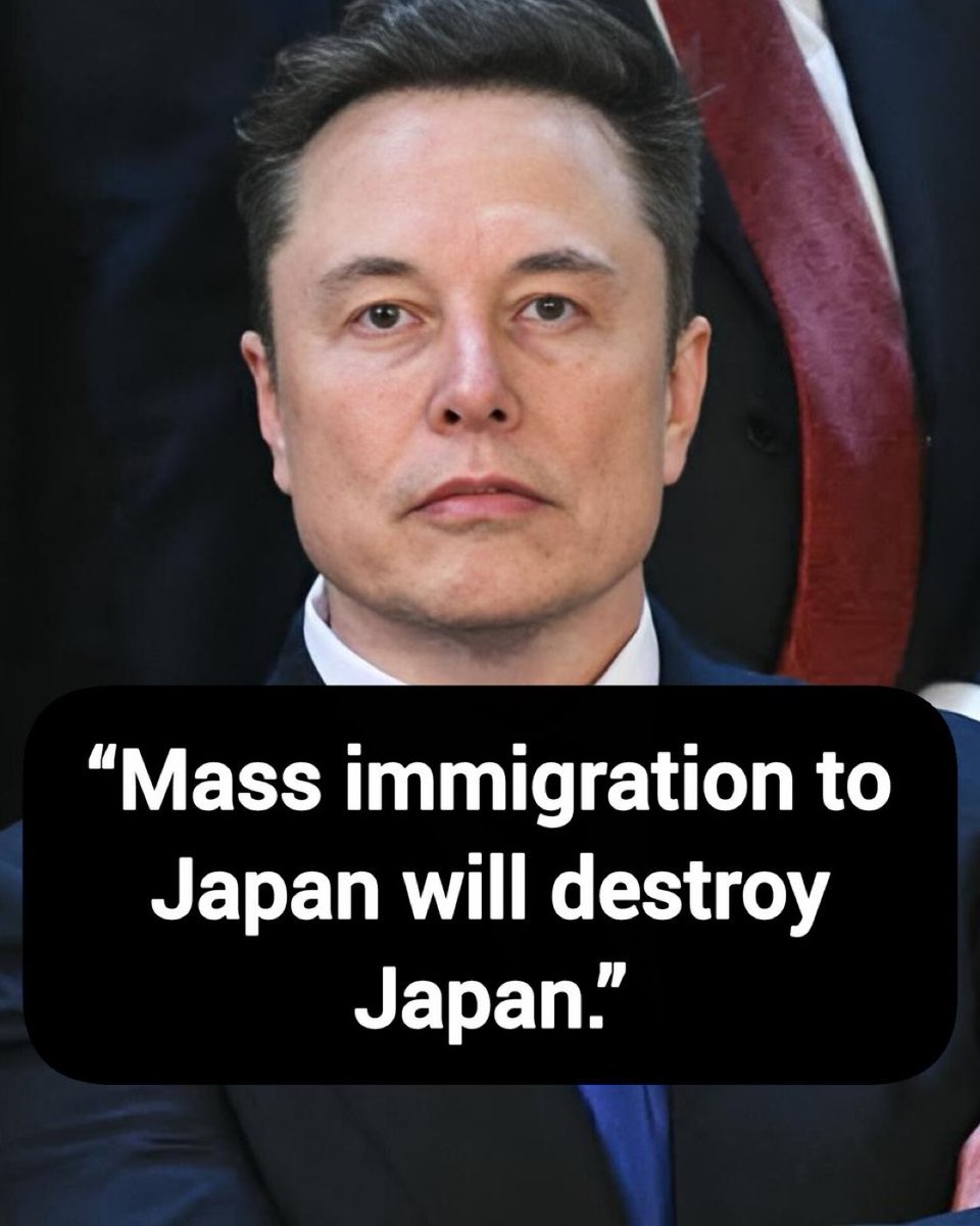 innovationss7's tweet photo. Elon Musk: “Mass immigration to Japan will destroy Japan.”

Thoughts? https://t.co/9rttfDZsnO