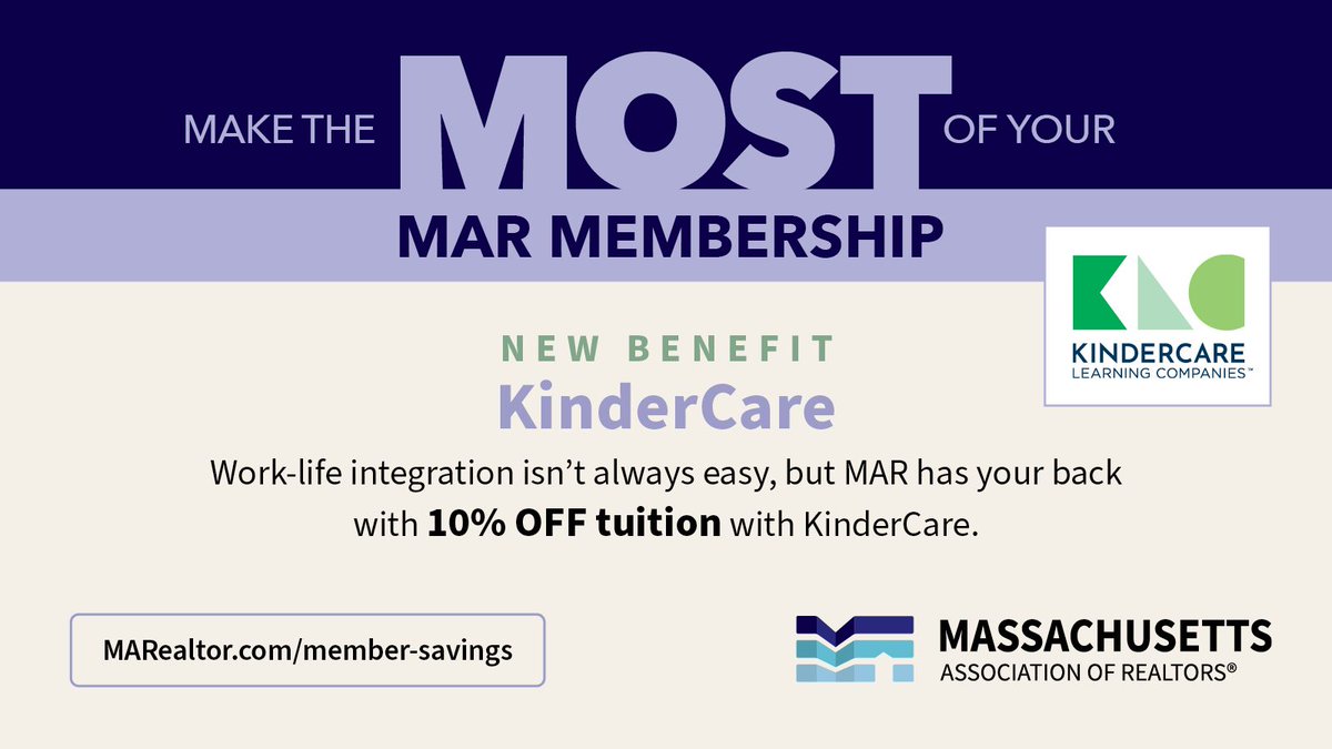 marealtors's tweet photo. Your member benefits can help make balancing work and family a little easier. Save 10% on tuition at participating KinderCare Learning Centers and Champions before- &amp; after-school programs. Savings are available for full-time, part-time, &amp; drop-in care.

https://t.co/nrApw0Mg4o https://t.co/bKcgxQMOt8
