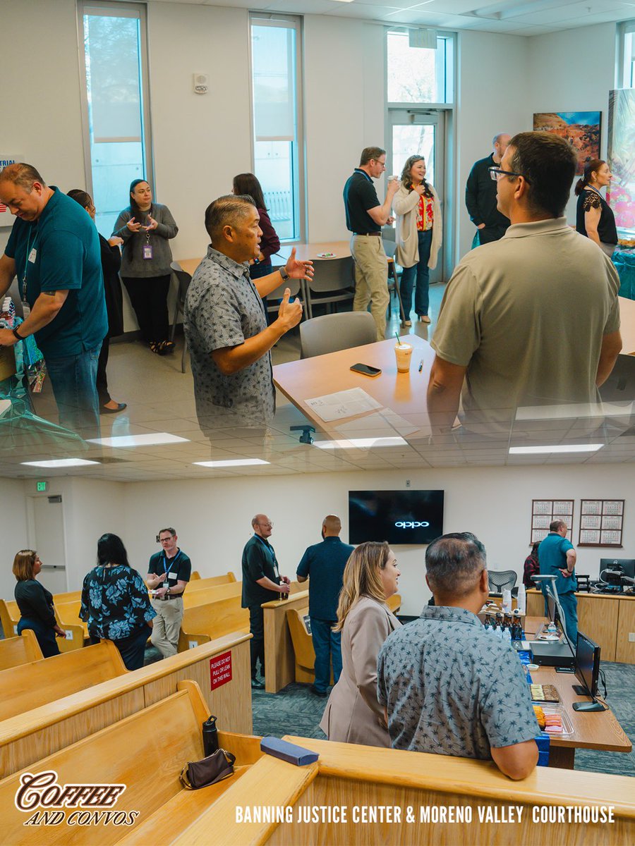 RivSupCourt's tweet photo. With just three courthouses remaining, we look forward to continuing these conversations and connecting with even more of our incredible court staff.

Thank you to everyone in Banning and Moreno Valley who joined us and helped make these visits a success. Three more stops to go! https://t.co/u27unnJTo1