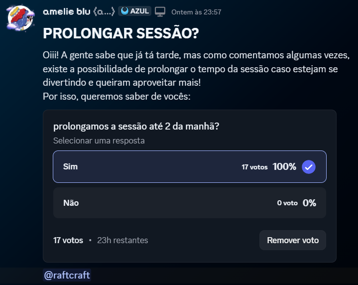 AbismoProjetos's tweet photo. O dia já acabou para alguns, mas outros optaram por ficar mais tempo e estender a sessão de #RaftCraft de hoje!

Então teremos conteúdo até 2 da manhã 🎉 https://t.co/Kh72rmb95Z