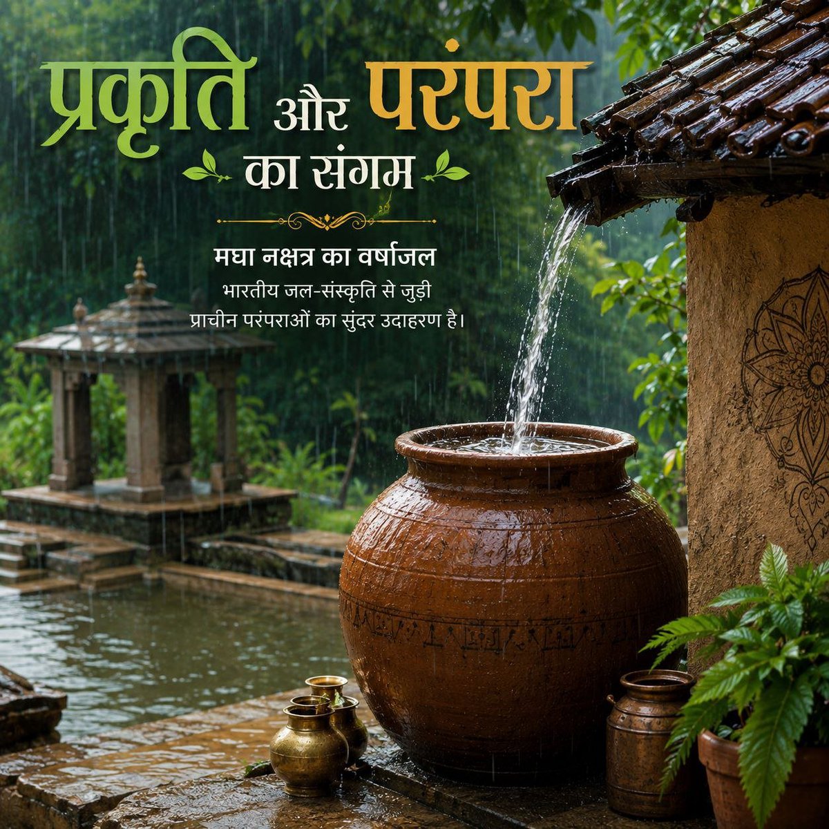 nishaparmarnp10's tweet photo. @AnnuPandayye प्रकृति जब वर्षा के रूप में अमृत बरसाए, तो उसे व्यर्थ न जाने दें। वर्षाजल का संरक्षण करें, स्वच्छ रखें और आने वाली पीढ़ियों के लिए जल-संपदा बचाएँ। 💧🌿
Rain Water • #MaghaNakshatra https://t.co/V73IUa0QPV